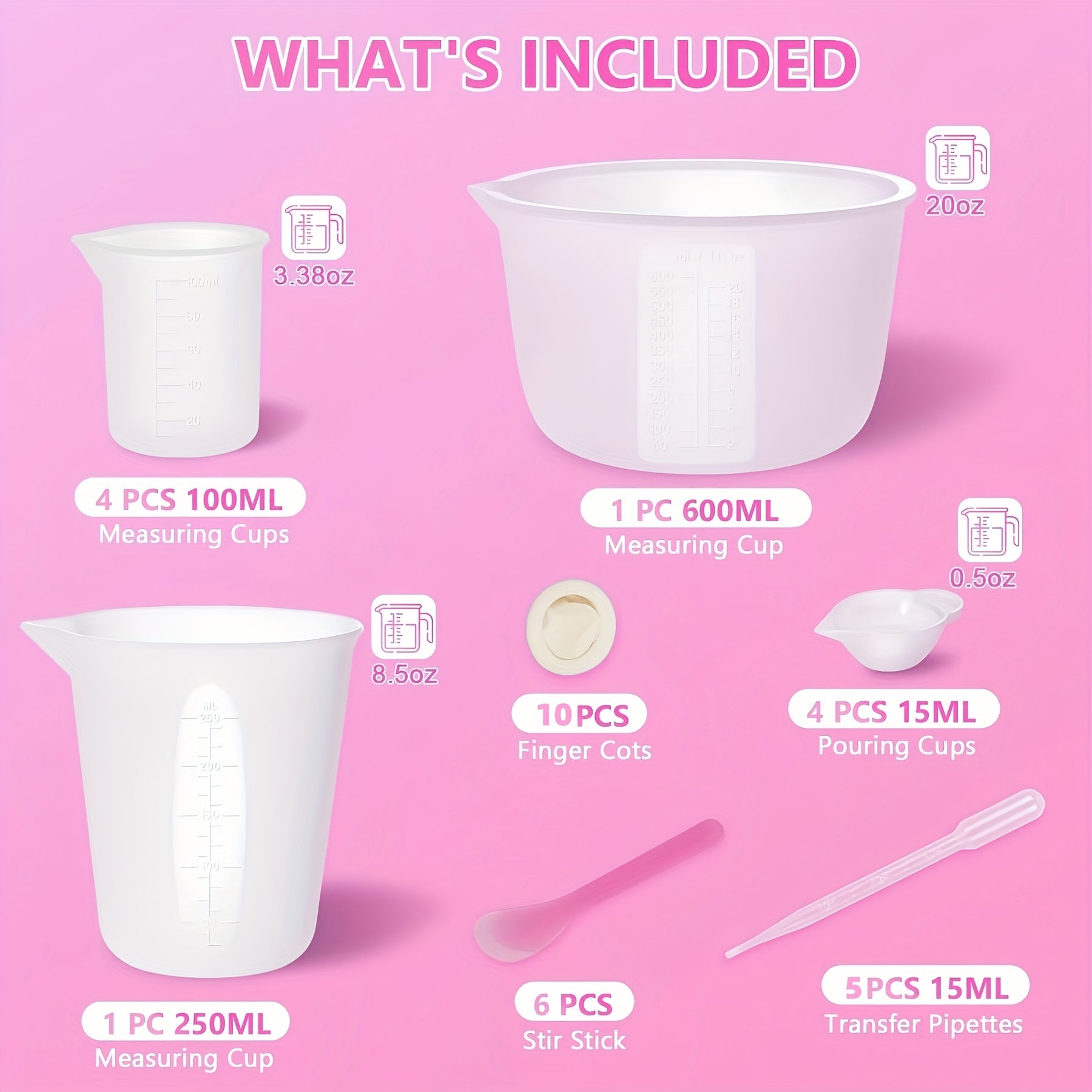 TEMU Silicone Resin Casting Molds Tool Kit - 31pcs Reusable Measuring Cups, Silicone Resin Measuring Cups Tool Kit, Large Silicone Bowls For Epoxy