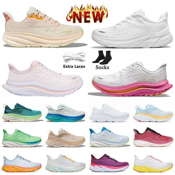 Designers quentes Clifton 9 Bondi 8 Kawana One Running Shoes para homens Mulheres tênis All Black White Outdoor Caminhando ao ar livre tênis