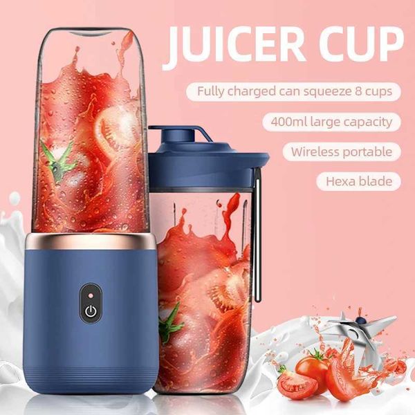 6 Blades Portable Juicer Cup Juicer Fruit Juice Cup Automatic Small Electric Juicer Smoothie Blender Ice CrushCup Food ProcessorXJ241227
