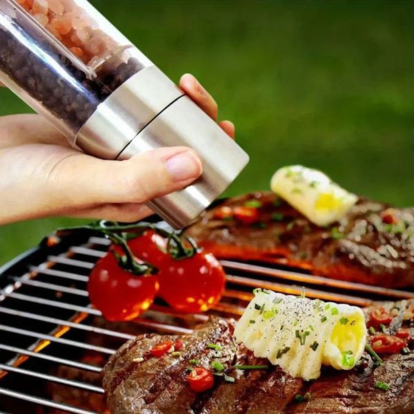 2 In 1 Pepper Mill Manual Stainless Steel Salt and Pepper Grinder Set with Adjustable Ceramic Grinding Spice Grinder KitchenTool 241120