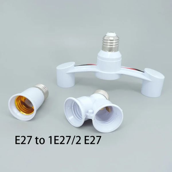 AC E27 to 2 E27 2 In 1 head Extended LED light Bulbs Lamp base power Holder power Socket Splitter Adapter For home Photo Studio