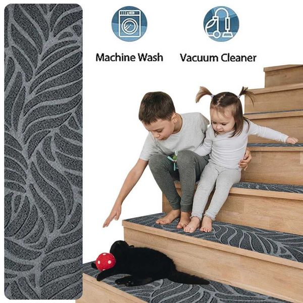 16PCS Stair Tread Carpet Mats Self-Adhesive Anti-Slip Step Pad 76x20cm Floor Mat Door Mat Step Staircase Protection Cover Pads Y250117