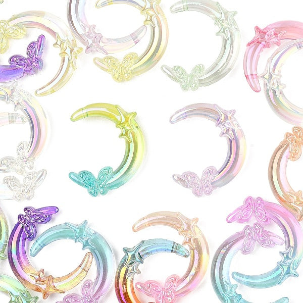 20 pièce de perles acryliques transparentes à placage UV de 2 couleurs