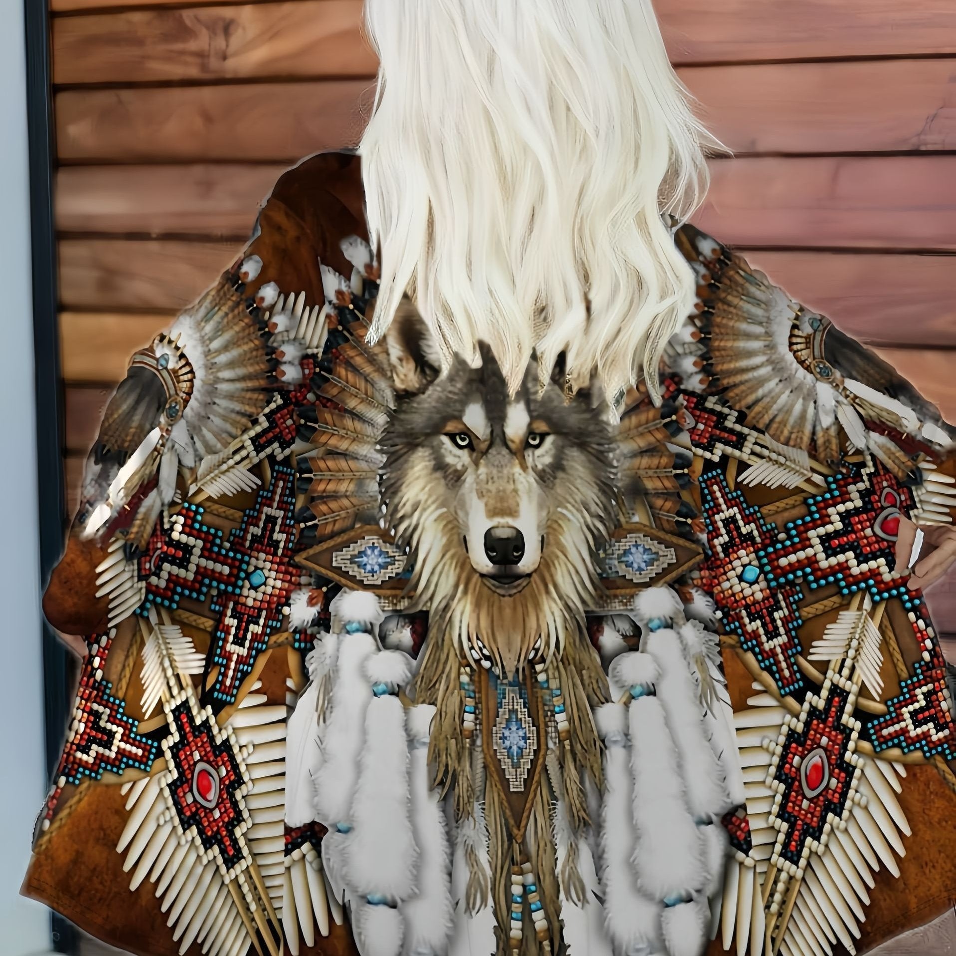 TEMU -chic Vintage Print Open Front Cardigan - Casual Long Sleeve Jacket For Women, Machine Washable, Style,