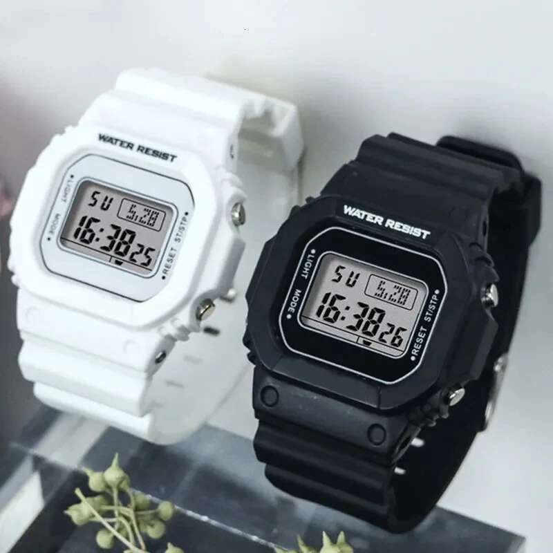 Fashion Women Watches Black White Casual Transparent Digital Sport Watch Lover&#039;s Gift Children Wristwatch Couple Clock