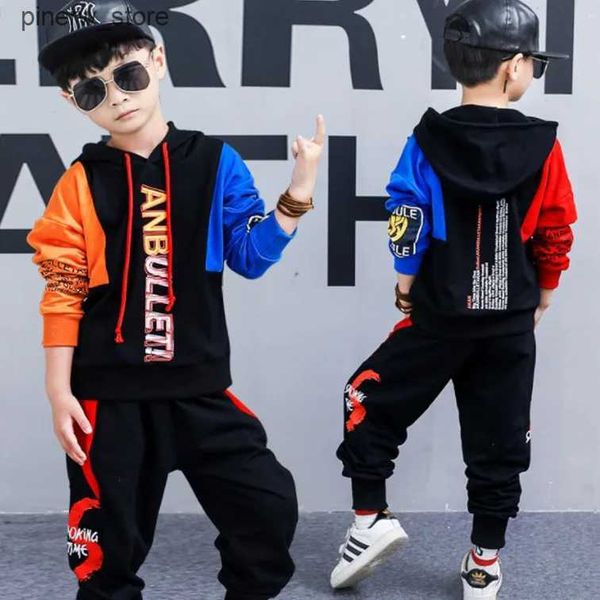 Clothing Sets 2023 Boys Clothing Childrens Set Sportswear Hoodie+Leg and Ankle Strap Pants Winter and Autumn Childrens Set 9 10 11 12 L24091