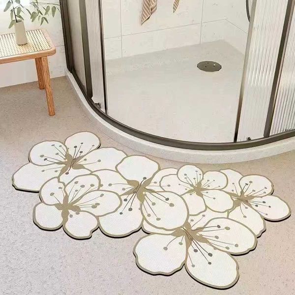 Super Absorbent Floral Bath Mat Quick Drying Bathroom Floor Rug Non-slip Entrance Doormat Nappa Skin Toilet Carpet Home DecorC241227