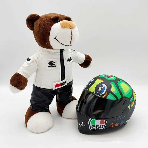 Plush Dolls Motorcycle Teddy doll toy with helmet Cute motorcycle helmet Bear stuffed animal plush toy motorcycle decoration J240410