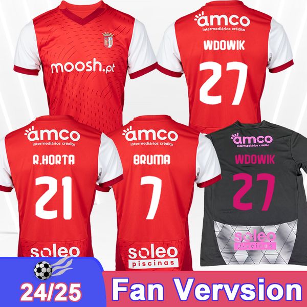 2024 25 SC Braga Mens Soccer Jerseys BRUMA R.HORTA WDOWIK MENDES PAULO OLIVEIRA ANDRE HORTA Home Away Football Shirts Short Sleeve Adult Uni