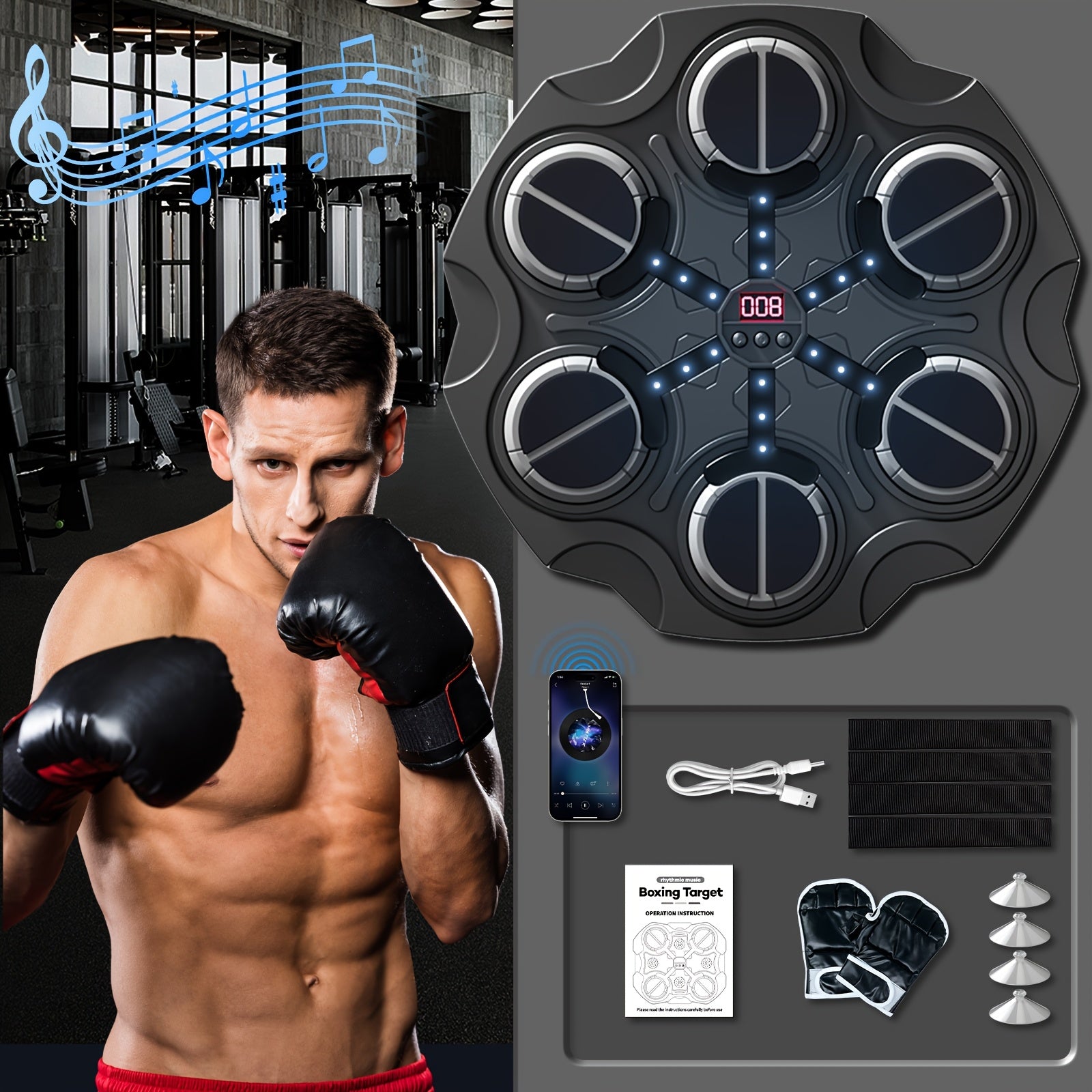 TEMU Boxing Machine, Boxing Machine With Gloves , Workout Equipment, Punching, Boxing Game Machine For Home Gym Exercise, Halloween Gifts- Great