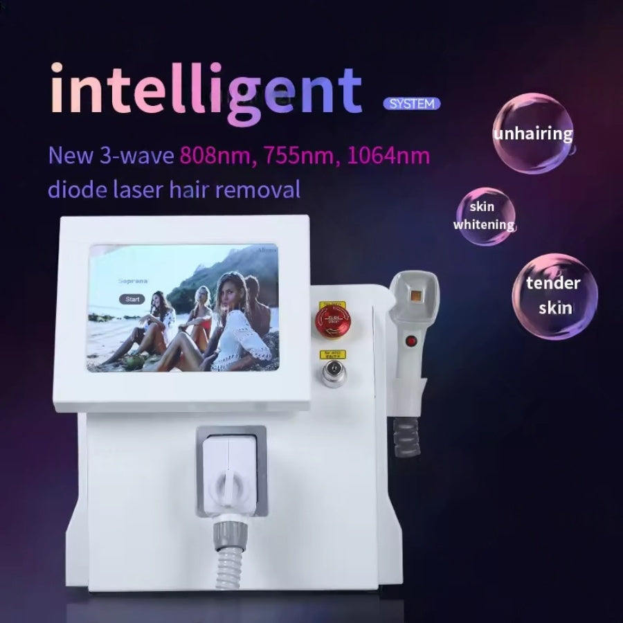 Mini version 808nm Diode Laser Hair Removal Device Smart 3 Wavelengths Freezing Point Cooling System Painless Permanent Hair Removal