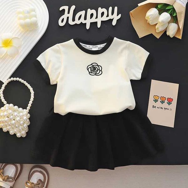 Clothing Sets Girls Clothes Sets Summer 2024 Children Cotton T-shirts Skirts 2pcs Casual Dress Suit For Baby Tracksuits Kids Outfits Toddler
