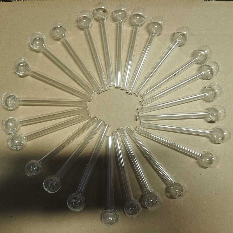20Pcs 10cm Glass Smoking Oil Burner Pipes 20mm Ball Smoke Straight Tube Pipe Water Oils Rigs Nail Bongs Transparent Hand Bubbler