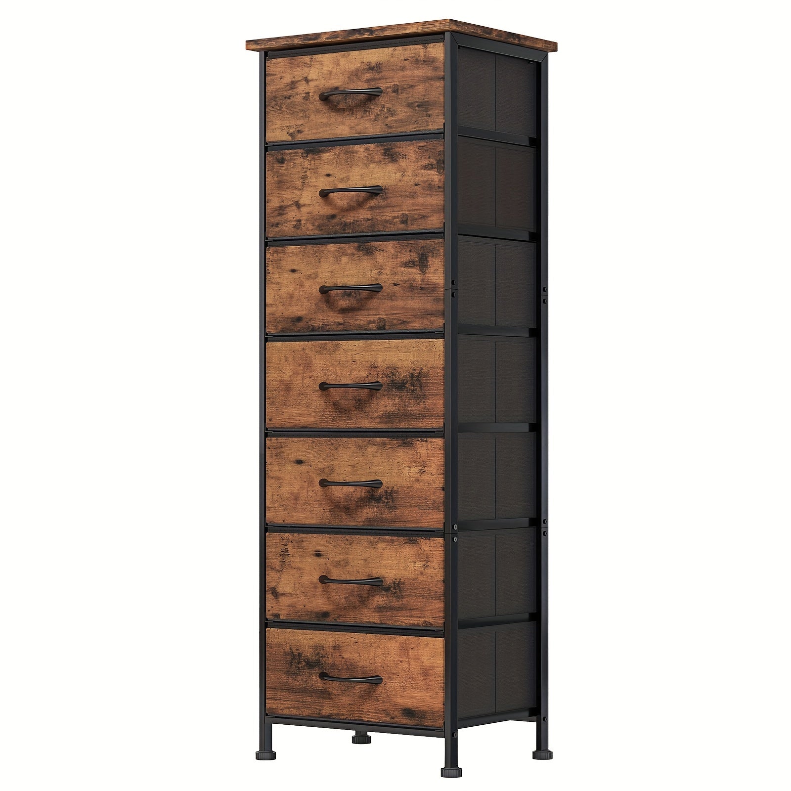 TEMU Whonline Tall Dresser Organizer With 6 Fabric Drawers - Heavy-duty , Rustic Grain Print, 41-47in Freestanding-, 3.2+ Cubic Ft Storage, 27"+