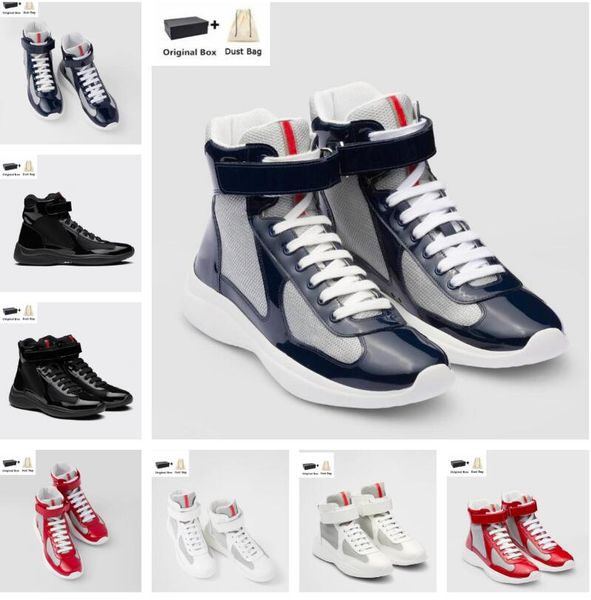 Famous Brand America Cup high-top Sneakers Shoes Bike Fabric Patent Leather Light Rubber Sole Casual Walking Discount Sports Shoe EU38-46 Or