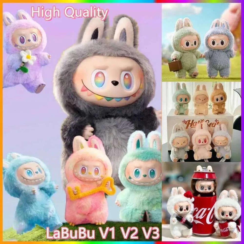 High quality labubu V3 V2 V1 Monsters Big Into Energy Series Blind Box Kawaii Figure Face doll clothes Doll Keychain Decor Gift blind bag labubus