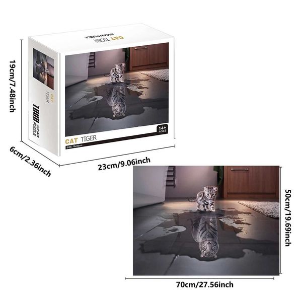 Puzzles 1000 Pieces Cat Water Reflection Tiger Jigs Puzzle Home Decor Adults Puzzle Games Family Fun Floor Puzzles Educational Toys
