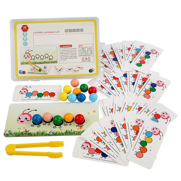 Other Toys Wooden Clip Beads Games Montessori Color Matching Ph Learning Set Fine Movement Training Educational For Children 230627