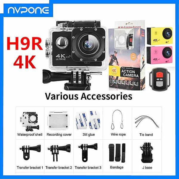 Sports Action Video Cameras H9R 4K HD 1080P 60f Action Camera Ultra WiFi Remote Control Sports Video Camera 2.0 170D Go Waterproof Camera Ca