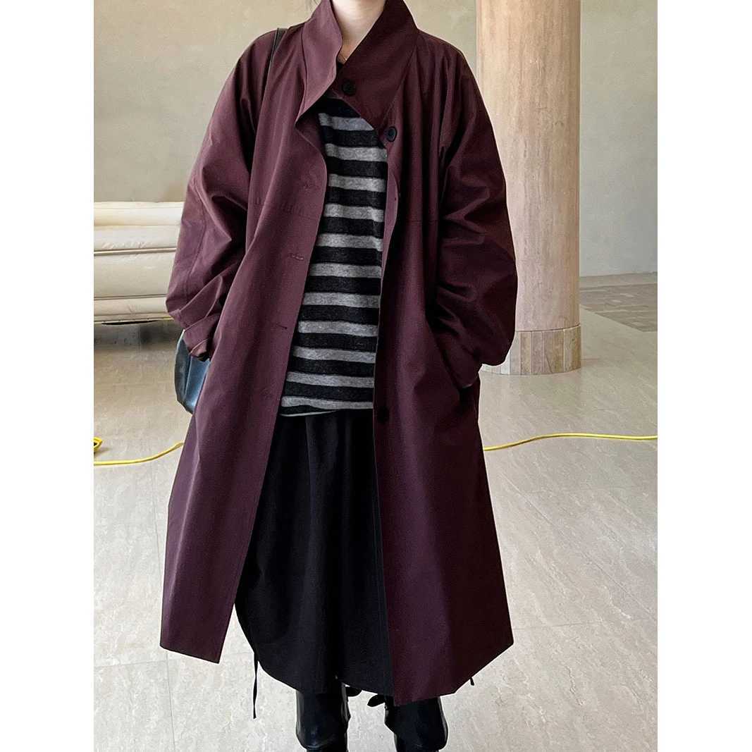 2024 Women Autumn Cotton Long Trench Coat Stand Collar Women Fashion Coat Casaco Feminino New Trench FemmeX240921