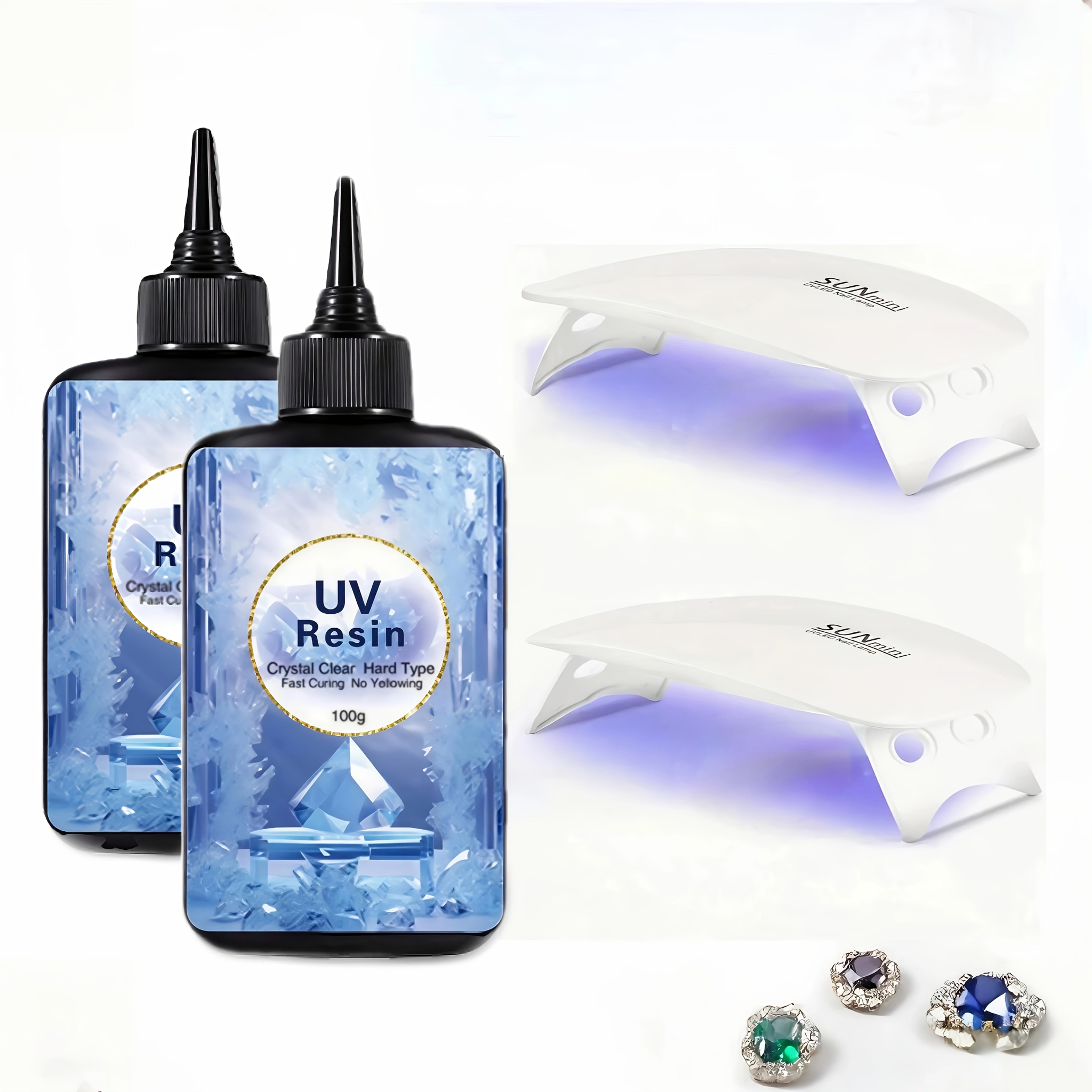 TEMU -gram Resin Kit Includes 2 Six-light Sources And 2 Molds - An Upgraded Hard Curing Resin Set With A Featuring 6 Bulbs, Suitable For Handmade