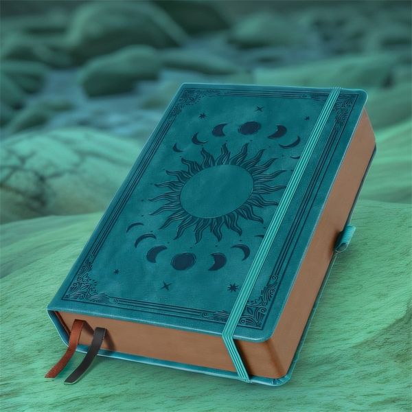 Journaling Notebook with 400 Pages of Thick 100Gsm Paper Faux Leather Cover Classic Writing Journals Vintage Sun Moon Desig w241126