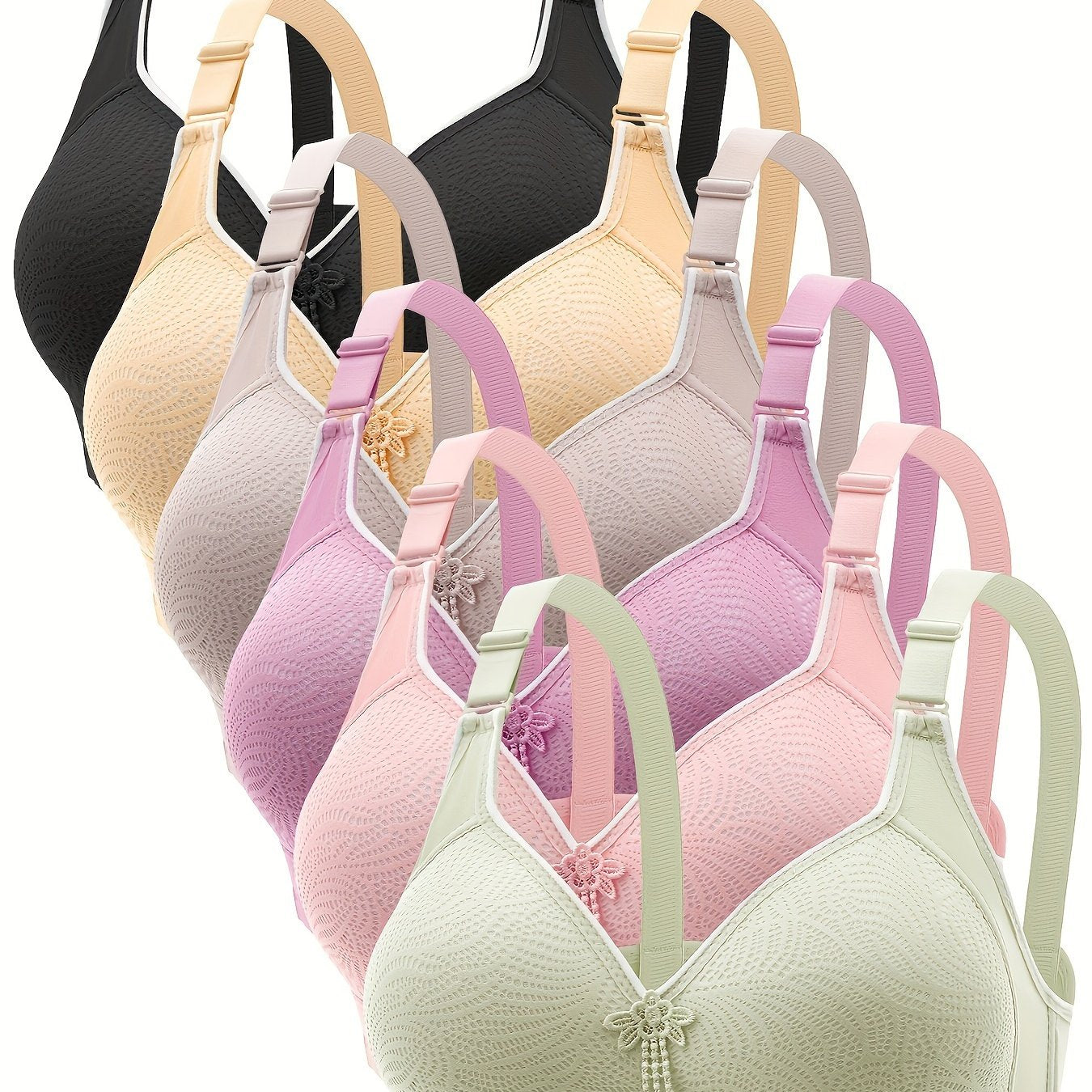 TEMU 6pcs Seamless Tassel Decor Wireless Bra, Comfy Push Up Bra, Women's Lingerie & Underwear
