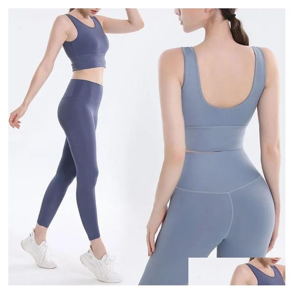Roupa de Yoga Sports Sport Sutre Stretchation Calça Sportswear Womens Set Suit Get Gym Shark Running Summer High Wistide Rouphe Drop del Oll
