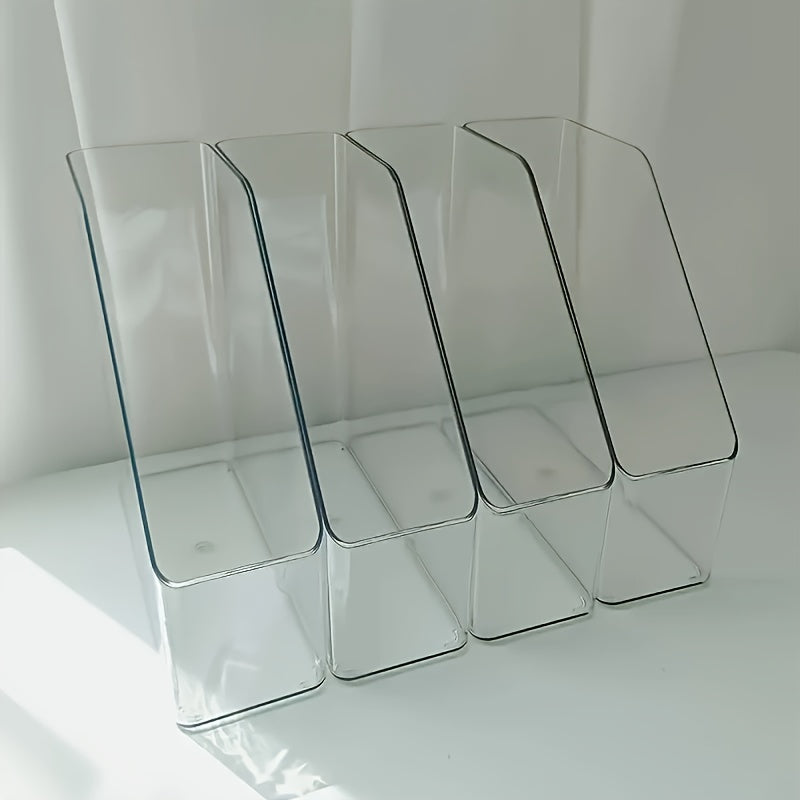 TEMU 1-2-4pcs Clear Acrylic Book Stand - Waterproof, Rectangular Storage Organizer For Notebooks, A4 Paper, Envelopes, Files & Magazines - Ideal For