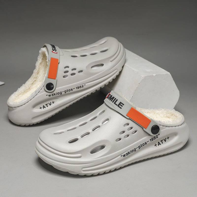 Fashion Winter Warm Men Cotton Slippers Sandals Plush Slippers Slides Outdoor Indoor Non-Slip Shoes Men Home Cotton Warm Shoes