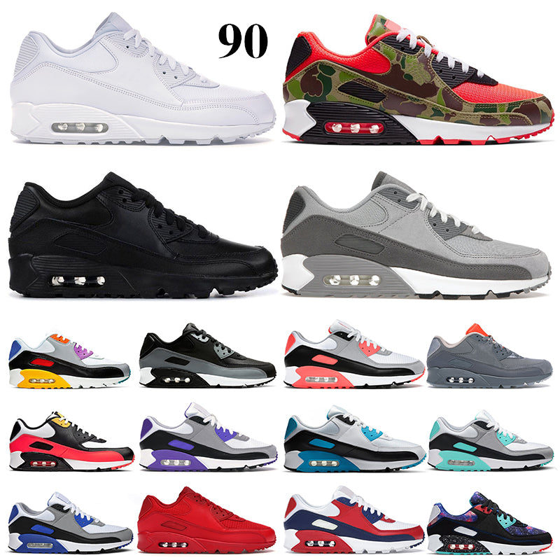 90 og Men Wmen Running Shoes Light Smoke Grey Triple White black Cool UNC Swingman Total Orange infrared Camo Mens Trainers Sport Sneakers 36-45