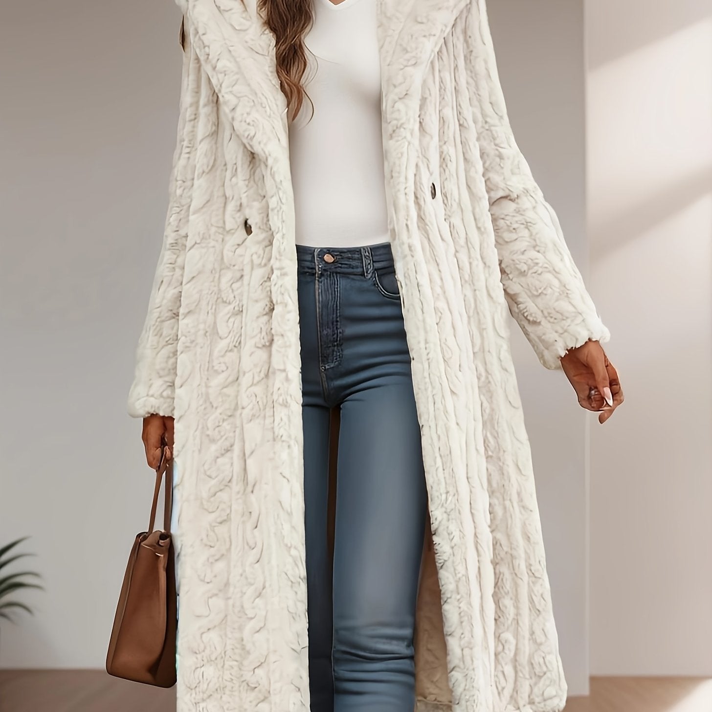 TEMU Women's Elegant -lined Coat - Machine Washable Outerwear With Golden-tone Buttons, Chic For Casual & Formal Outfits, Versatile Fashion, Luxury
