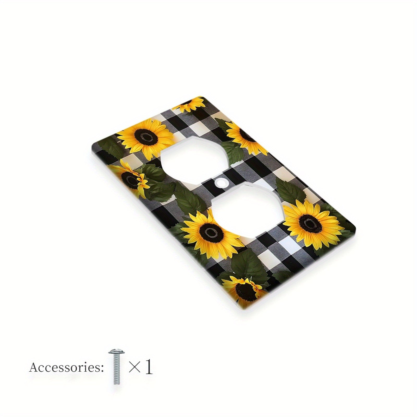 TEMU 1pc Sunflower Pattern Decorative Switch Plate Cover, 1gang-2gang Wall Plate Light Switch Cover, Device Outlet Plate Electrical For Home Bedroom