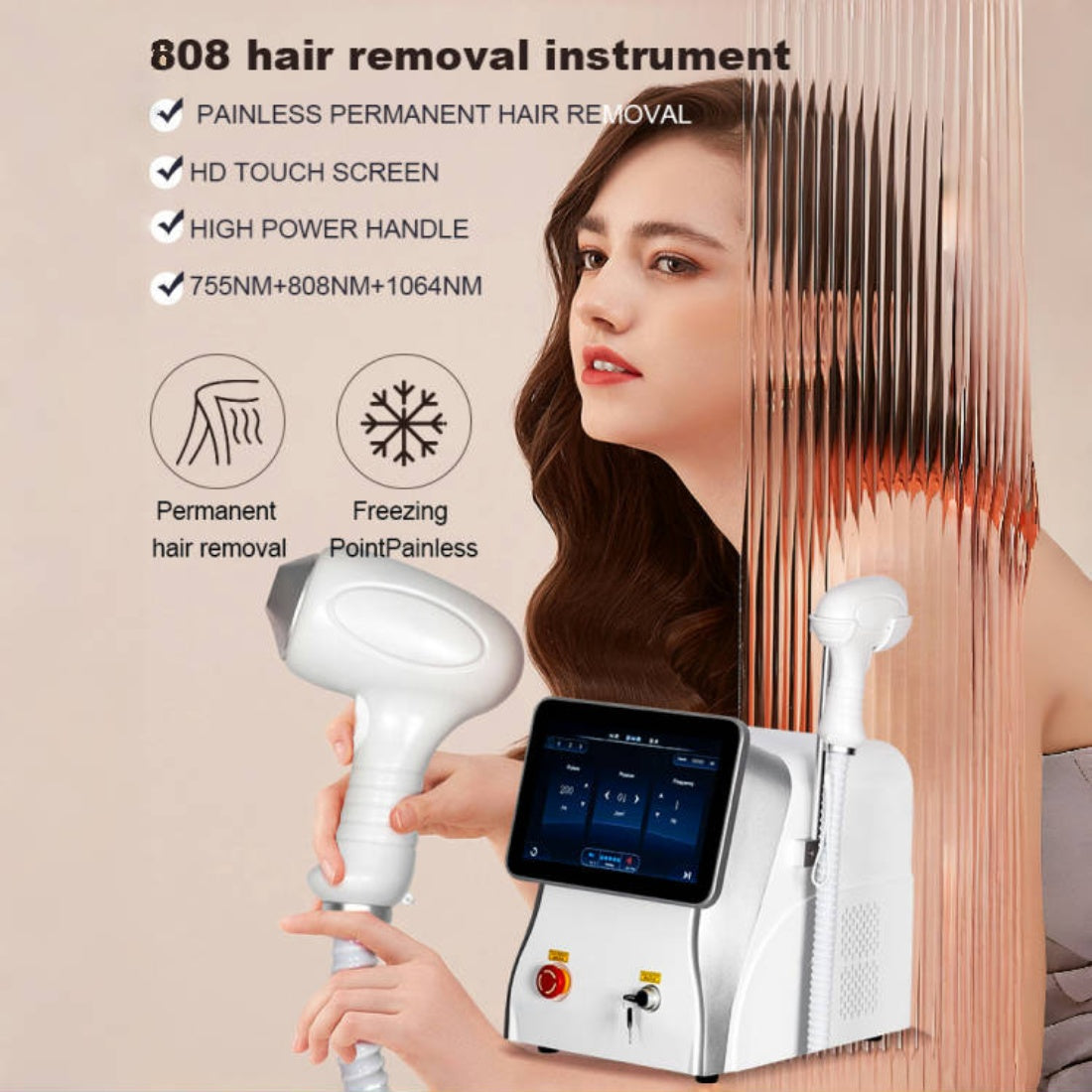 2025 808nm Ice Platinum Laser Epilator Professional 3 wavelength Diode Laser Machine Permanent, safe and painless hair removal for home and beauty s