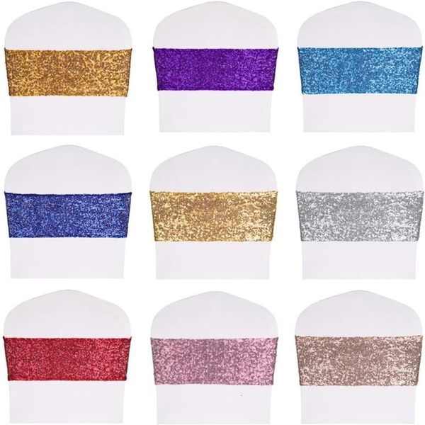 50 pieces of elastic sequin chairs with belt and single-sided sequin decoration used for el weddings receptions parties events baby showers