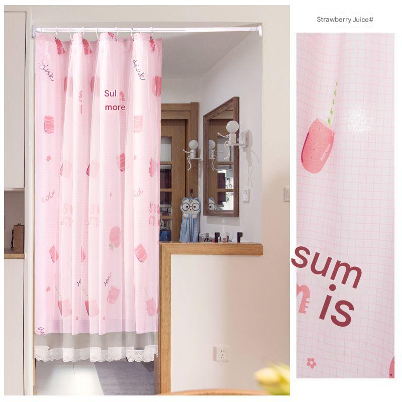 YL-36764 Punch-free installation simple curtain blackout cloth sunshade with rod small short window door curtain rental house partition curtain