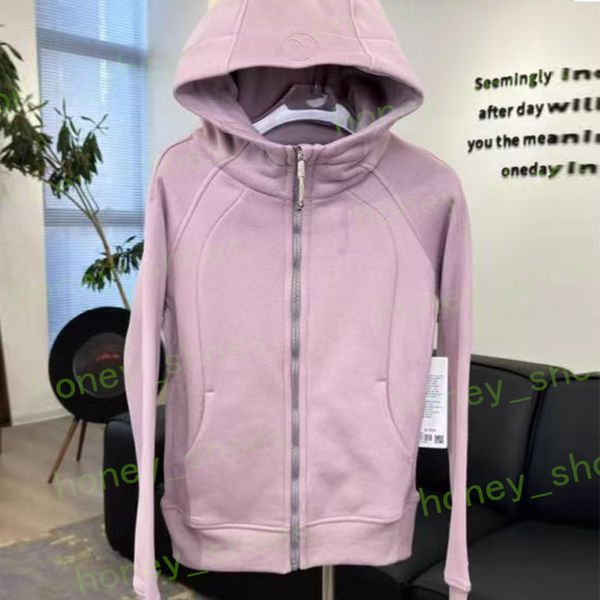 Girl Lululmon Women Brushed Full Zip Scuba Hoodie Jacket Lululies Lemonly Sportswear Hooded Workout Track Running Coat With Pockets Outdoor