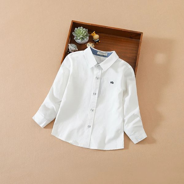 Children Boys Long Sleeve White T-Shirt Spring Autumn Turndown Collar Shirt Kids School Uniform Cotton Clothing 240718