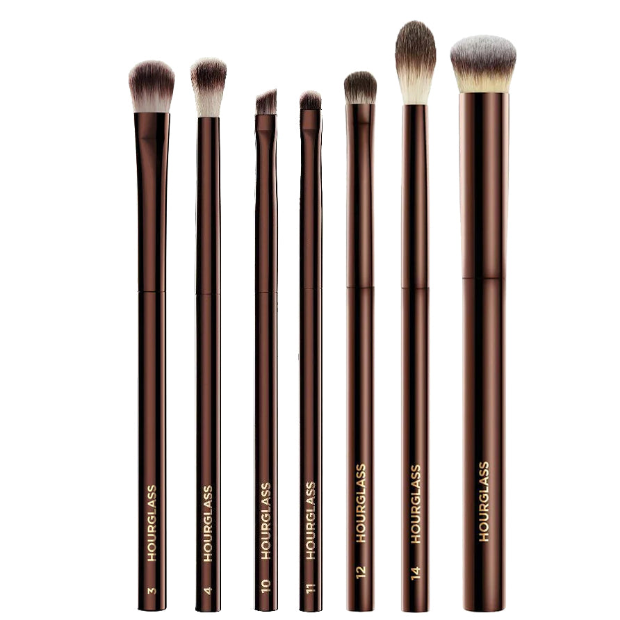 hourglass eye makeup brushes set Luxury Eyeshadow Blending Shaping Contouring Highlighting Smudge Brow Concealer Liner Cosmetics Brushes Tools Metal