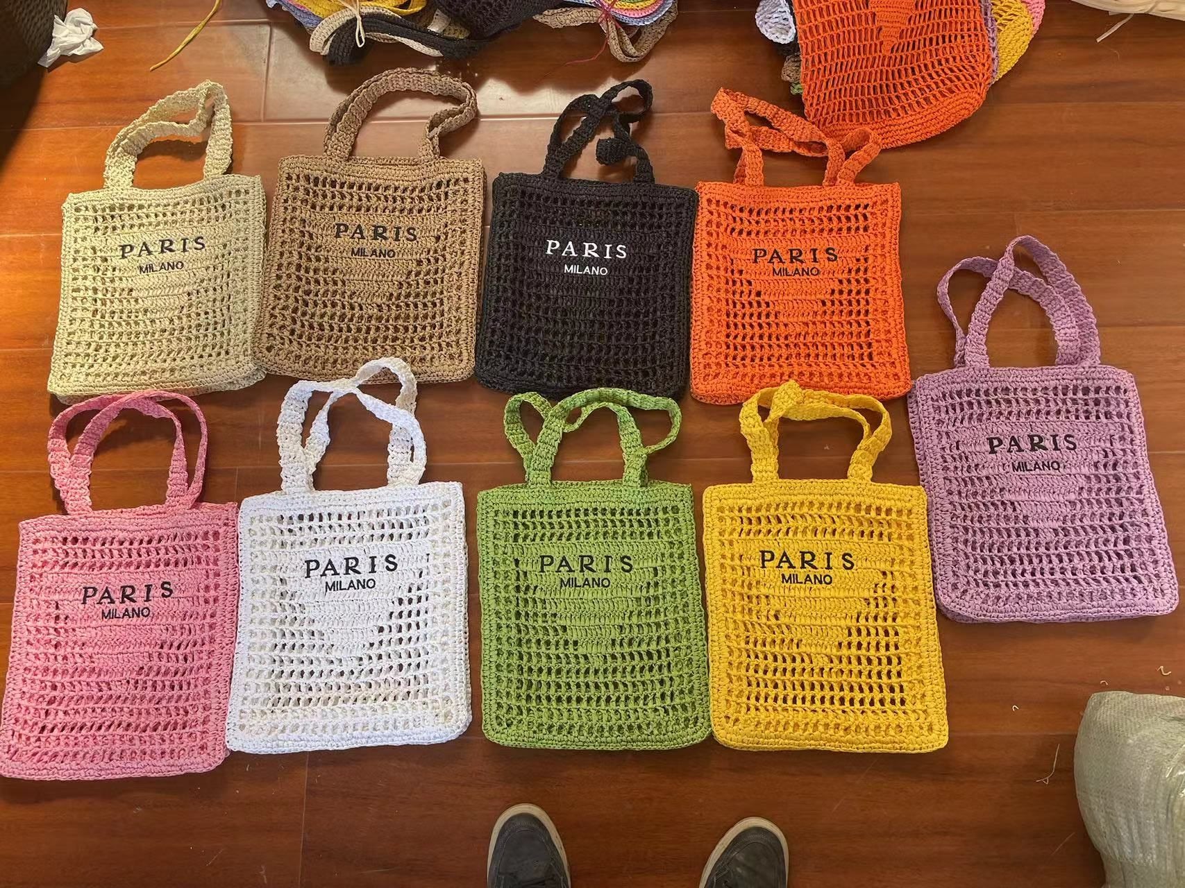 luxury beach bag designer woven tote beach bags knitting shopping handbag knitted woman luxurys handbags brand holiday casual totes bags wom