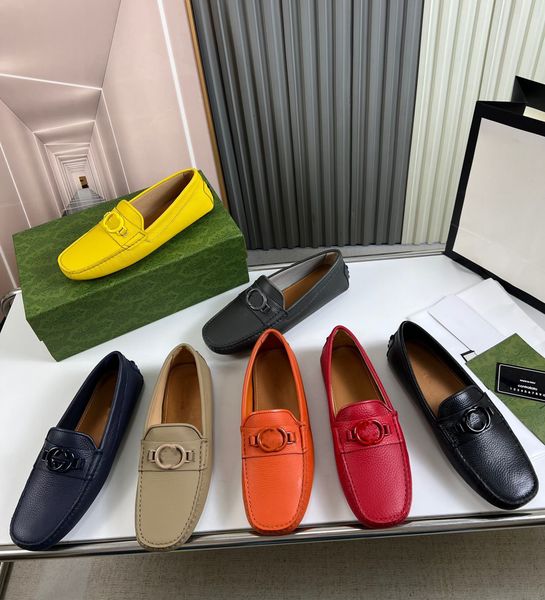 Luxury Designer Men Loafers Shoes Yellow Blue orange Moccasins Italian Shoes Slip On Men Dress Shoes Original Male Office Party Wedding driv