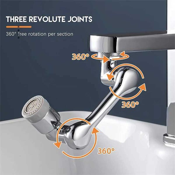 Rotatable Multifunctional Extension Faucet Aerator 1080 Degree Swivel Robotic Arm Water Filter Sink Water Tap Bubbler Sink FitC241211