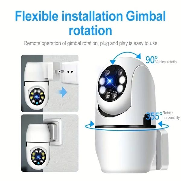 1pc Indoor HD WiFi Socket Camera,110v-220v Socket Smart Wifi Camera, HD Home Baby Monitor, Wireless Webcam Surveillance, Night Vision, 2 Way