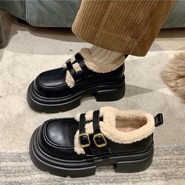 2025 Sapatos casuais 11s British Style Shoes Pele Shoes Slowers Sapatos Comfort Sapatos Brown Ladies Classic Platform Women Retro