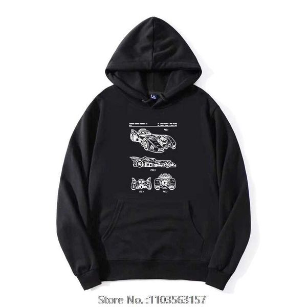 Bat Batmobile Patent Movie Unisex Men Hoodie BaseballtshirtClothing GRAPHIC CAPHIC GRAPHIC COLA COLA COLO SOLTO