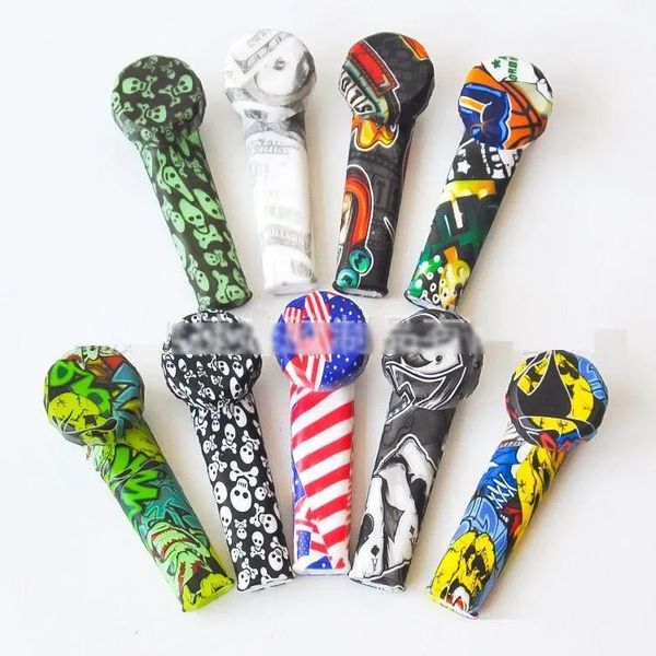 3.5 inch Silicone Spoon Hand tools Pipe Printing Silicon Mini Water Pipes Dabble For Dry Herb
