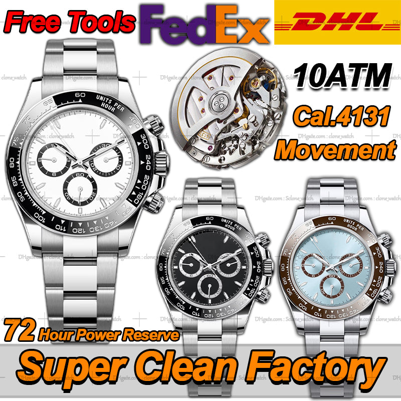 Mens Watches Men Designer Watches Top Quality Luxury Super Clean Factory Watch 40MM Automatic Chronograph Cal.4131 Movement Sapphire Diving 100M Wat