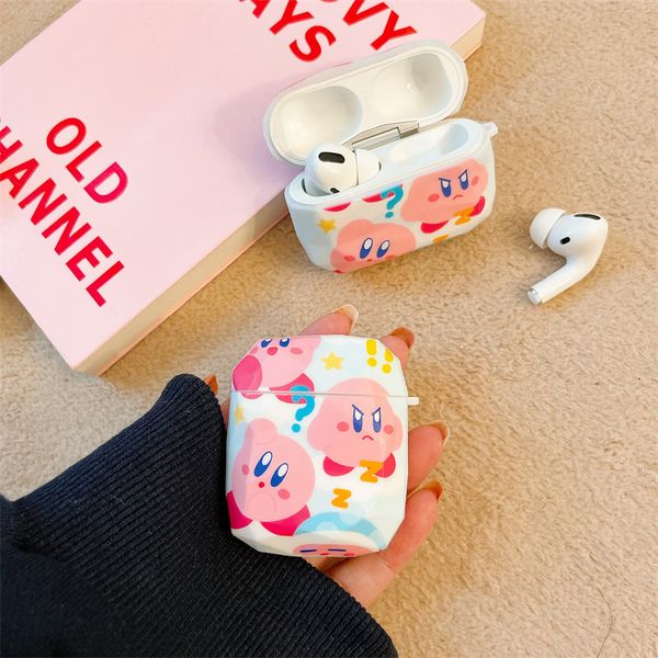 ddmygifts Star Kirby Pro 1-2-3 generation compatible Bluetooth wireless headphone case with diamond shaped protective soft shell A