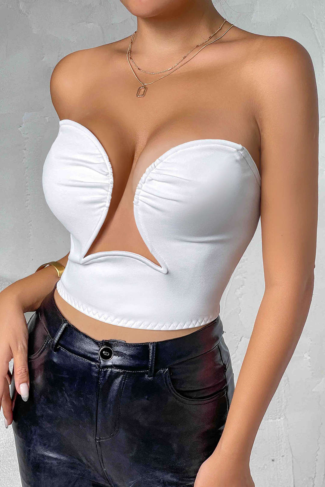 Ruched Open Back Crop Tube Top