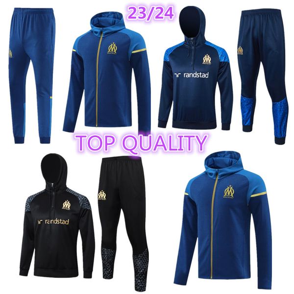 2023 2024 adult tracksuit MILIK PAYET Marseilles hooded long zipper survetement Training suit veste maillot 23 24 OM hoodie man tracksuit fo